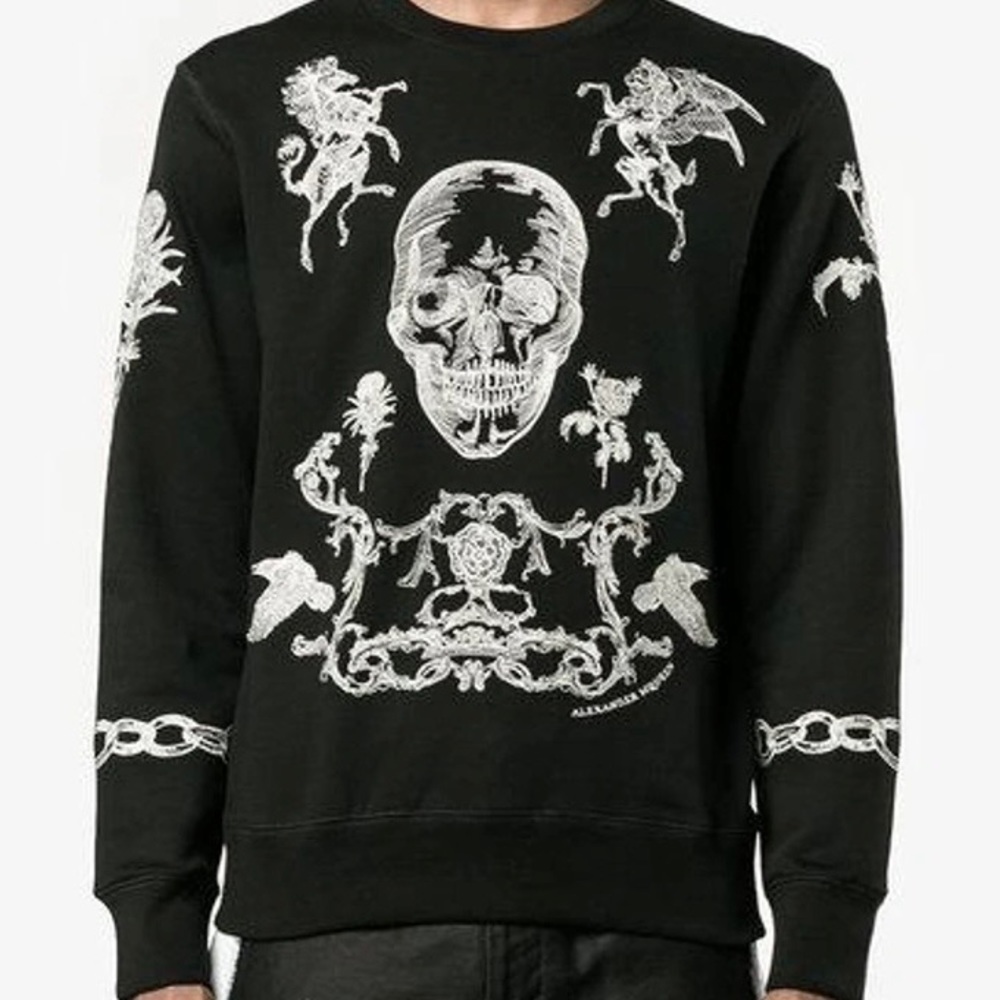 NWT Alexander McQueen Skull Stitch-Embroidered Knitted Men’s Sweater Swe…